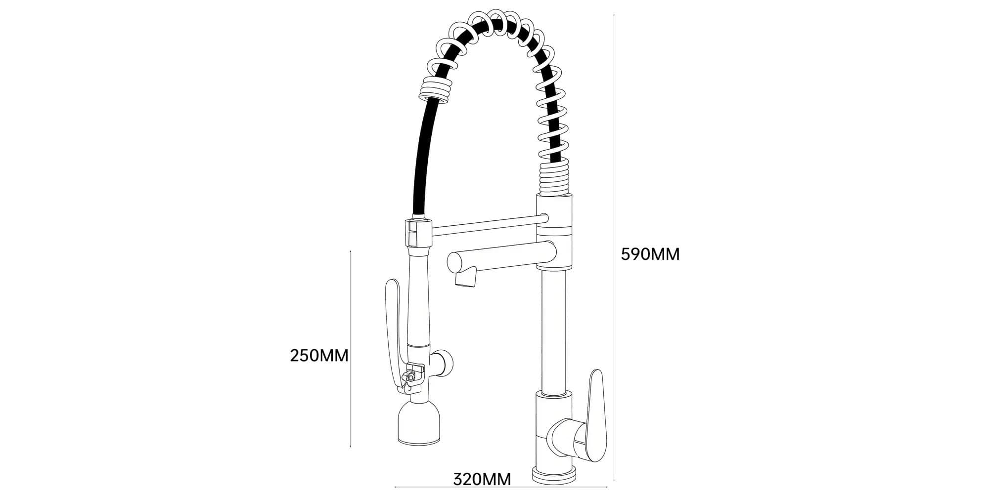C2-375 pre-rinse kitchen faucet dimension drawing with overall height