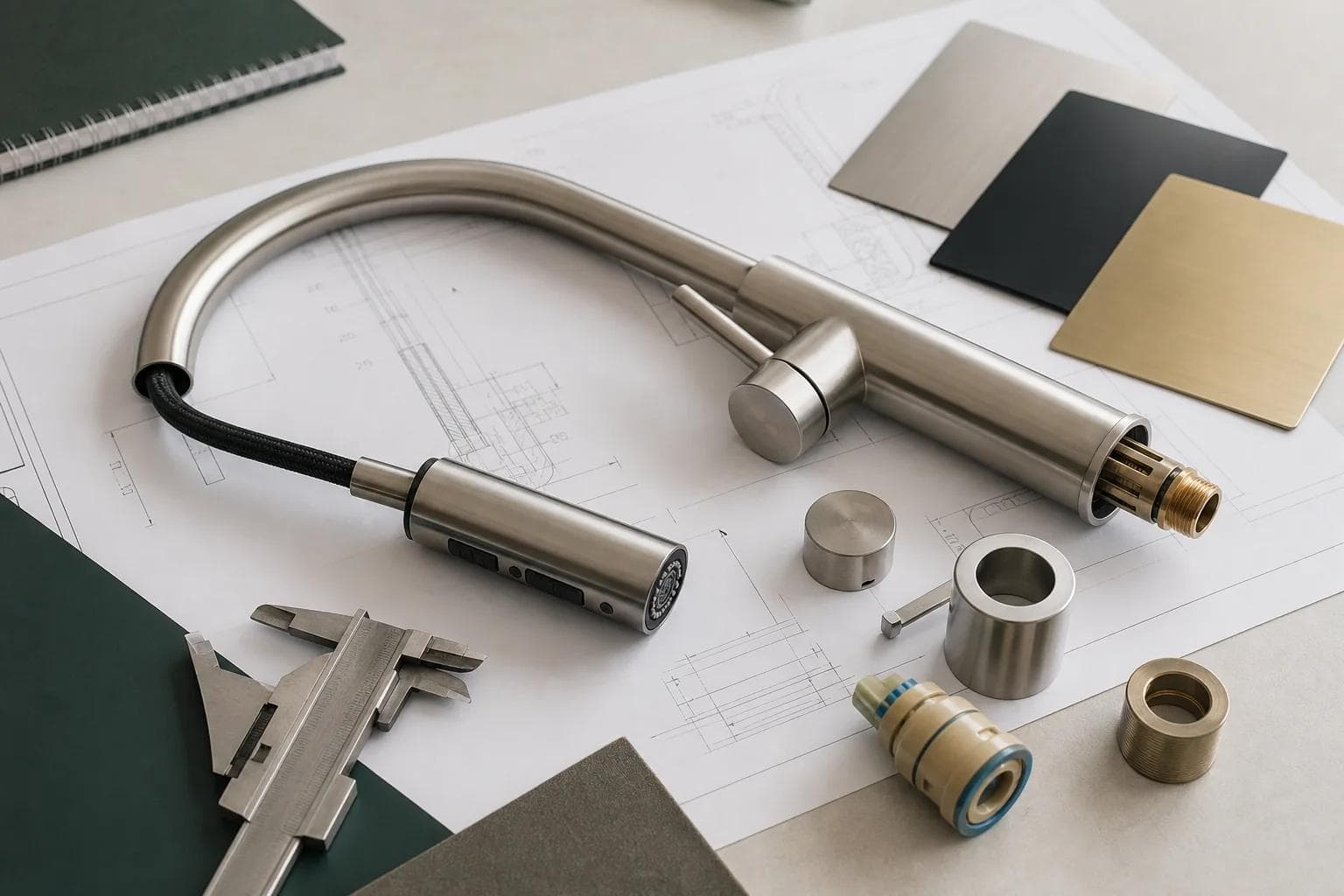 Concept image illustrating faucet prototype review and OEM finish development